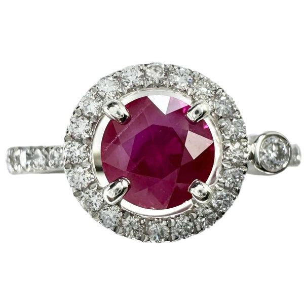 11号 ビルマ産ピジョンブラッドルビー 1.04ct ダイヤモンド 0.28ct リング・指輪 Pt900プラチナ 4.4g レディース 【中古】【真子質店】【NN】 【IKTK】