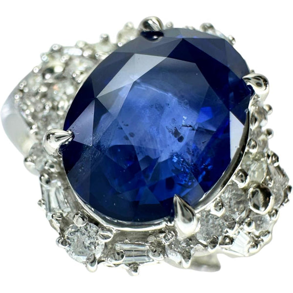 11号 サファイア 4.10ct ダイヤモンド 0.39ct リング・指輪 Pt900プラチナ 7.8g レディース 【中古】【真子質店】【NN】 【TxxT】