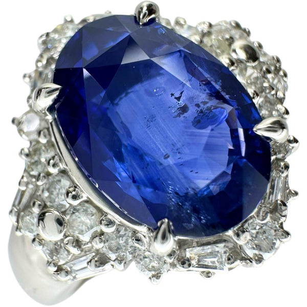 11号 サファイア 4.10ct ダイヤモンド 0.39ct リング・指輪 Pt900プラチナ 7.8g レディース 【中古】【真子質店】【NN】 【TxxT】