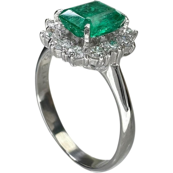 14号 エメラルド 1.17ct ダイヤモンド 0.55ct リング・指輪 Pt900プラチナ 4.7g レディース 【中古】【真子質店】【NN】 【IMaMoMa】