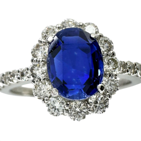 14号 スリランカ産非加熱サファイア 1.64ct ダイヤモンド 0.72ct リング・指輪 Pt950プラチナ 4.5g レディース 【中古】【真子質店】【NN】 【ISxMa】