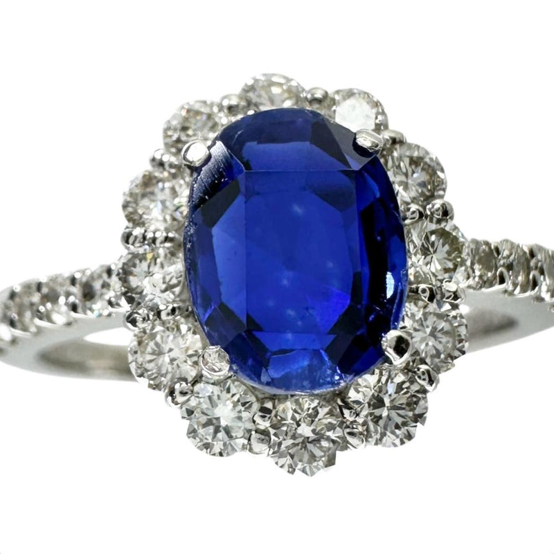 14号 スリランカ産非加熱サファイア 1.64ct ダイヤモンド 0.72ct リング・指輪 Pt950プラチナ 4.5g レディース 【中古】【真子質店】【NN】 【ISxMa】