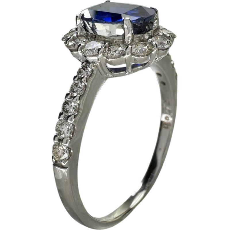 14号 スリランカ産非加熱サファイア 1.64ct ダイヤモンド 0.72ct リング・指輪 Pt950プラチナ 4.5g レディース 【中古】【真子質店】【NN】 【ISxMa】