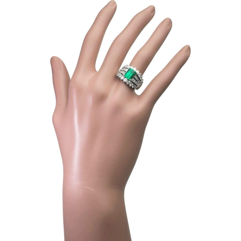 12号 エメラルド 1.65ct ダイヤモンド 1.73ct リング・指輪 Pt900プラチナ 9.8g レディース 【中古】【真子質店】【NN】 【TMaIx】