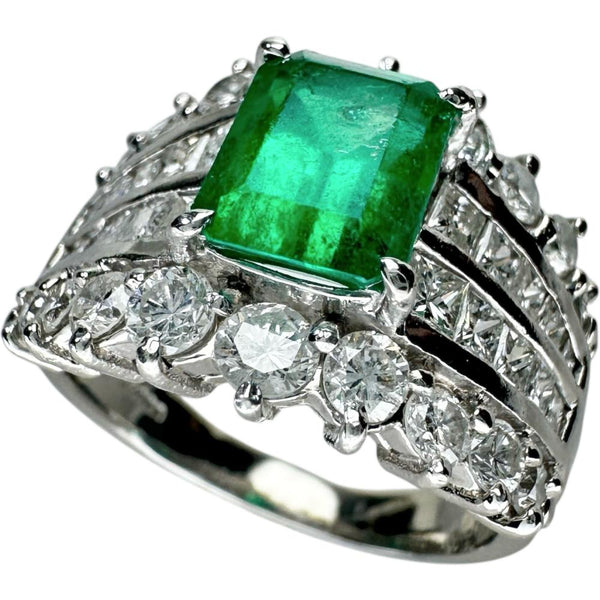 12号 エメラルド 1.65ct ダイヤモンド 1.73ct リング・指輪 Pt900プラチナ 9.8g レディース 【中古】【真子質店】【NN】 【TMaIx】