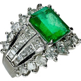12号 エメラルド 1.65ct ダイヤモンド 1.73ct リング・指輪 Pt900プラチナ 9.8g レディース 【中古】【真子質店】【NN】 【TMaIx】