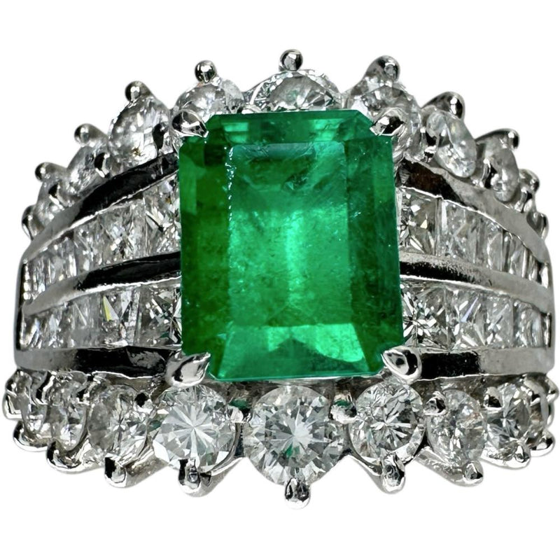 12号 エメラルド 1.65ct ダイヤモンド 1.73ct リング・指輪 Pt900プラチナ 9.8g レディース 【中古】【真子質店】【NN】 【TMaIx】