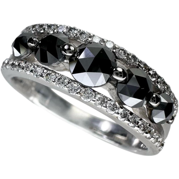 11号 ブラックダイヤモンド 計0.85ct ダイヤモンド 計0.28ct リング・指輪 K18WGホワイトゴールド 18金 4.5g レディース 【中古】【真子質店】【NN】 【YxMo】