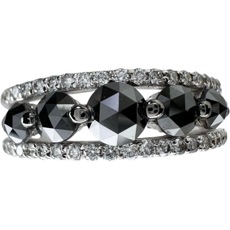 11号 ブラックダイヤモンド 計0.85ct ダイヤモンド 計0.28ct リング・指輪 K18WGホワイトゴールド 18金 4.5g レディース 【中古】【真子質店】【NN】 【YxMo】