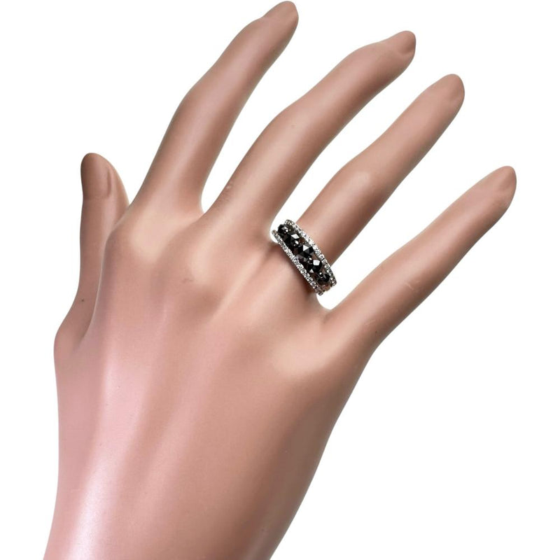 11号 ブラックダイヤモンド 計0.85ct ダイヤモンド 計0.28ct リング・指輪 K18WGホワイトゴールド 18金 4.5g レディース 【中古】【真子質店】【NN】 【YxMo】