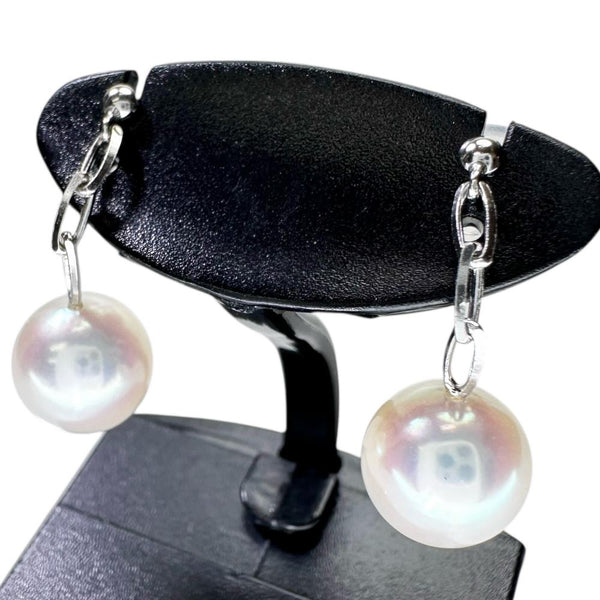 アコヤ真珠 8.0mm ピアス K18WGホワイトゴールド 18金 2.0g レディース 【中古】【真子質店】【NN】 【TTx】