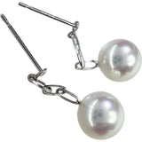 アコヤ真珠 8.0mm ピアス K18WGホワイトゴールド 18金 2.0g レディース 【中古】【真子質店】【NN】 【TTx】