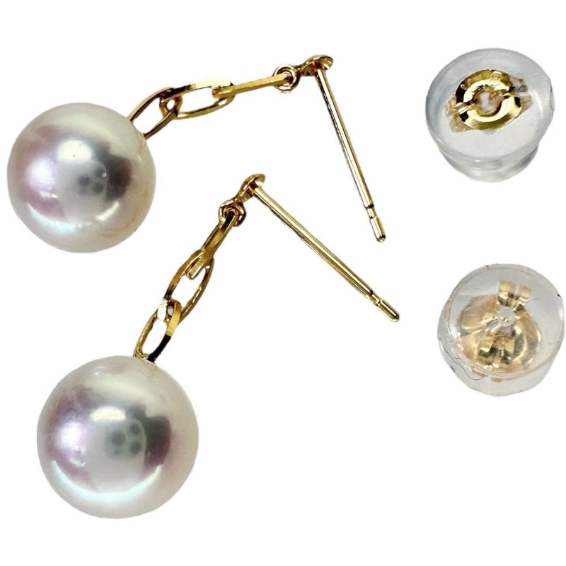 アコヤ真珠 7.6mm ピアス K18ゴールド 18金 1.9g レディース 【中古】【真子質店】【NN】 【TTx】