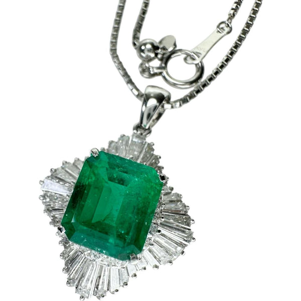 エメラルド 2.83ct ダイヤモンド 1.76ct ネックレス Pt900プラチナ/Pt850プラチナ 11.1g 45cm レディース 【中古】【真子質店】【NN】 【YYxx】