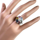 12.5号 イエロー拡散なし マルチカラーサファイア 計5.05ct ダイヤモンド 計0.64ct リング・指輪 K18WGホワイトゴールド 18金 8.7g レディース 【中古】【真子質店】【NN】 【IMoMiD】