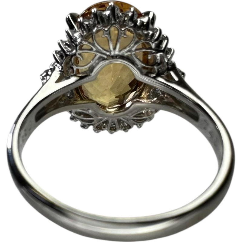 15号 インペリアルトパーズ 7.40ct ダイヤモンド 0.34ct リング・指輪 Pt900プラチナ 8.1g レディース 【中古】【真子質店】【NN】 【ITMaT】