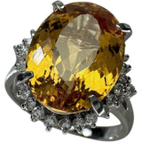 15号 インペリアルトパーズ 7.40ct ダイヤモンド 0.34ct リング・指輪 Pt900プラチナ 8.1g レディース 【中古】【真子質店】【NN】 【ITMaT】