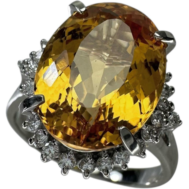 15号 インペリアルトパーズ 7.40ct ダイヤモンド 0.34ct リング・指輪 Pt900プラチナ 8.1g レディース 【中古】【真子質店】【NN】 【ITMaT】