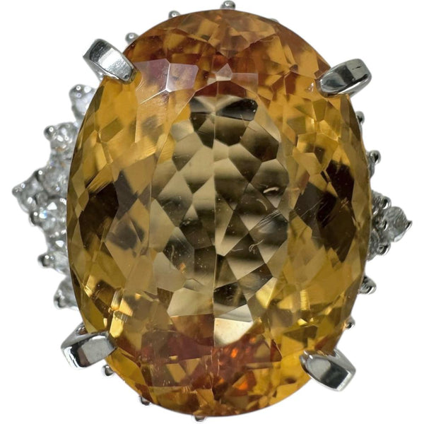 15号 インペリアルトパーズ 7.40ct ダイヤモンド 0.34ct リング・指輪 Pt900プラチナ 8.1g レディース 【中古】【真子質店】【NN】 【ITMaT】