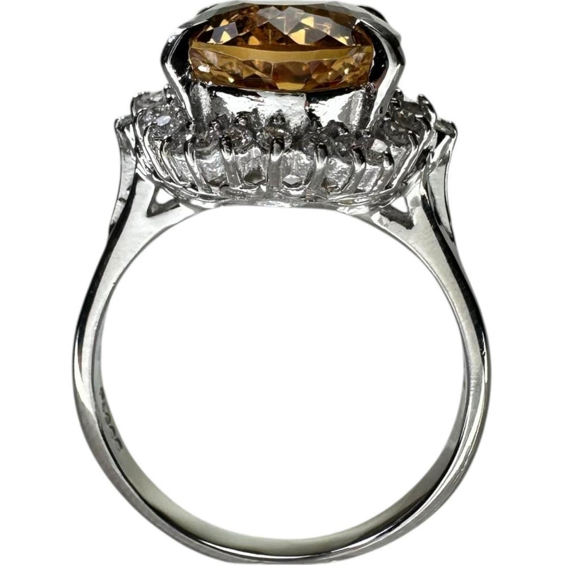 15号 インペリアルトパーズ 7.40ct ダイヤモンド 0.34ct リング・指輪 Pt900プラチナ 8.1g レディース 【中古】【真子質店】【NN】 【ITMaT】