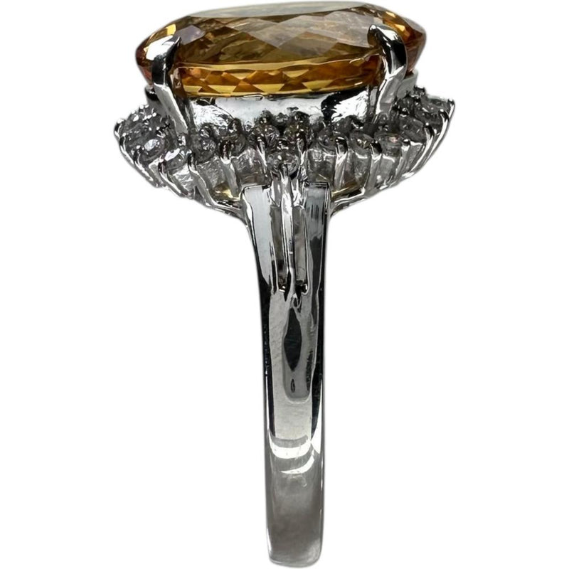 15号 インペリアルトパーズ 7.40ct ダイヤモンド 0.34ct リング・指輪 Pt900プラチナ 8.1g レディース 【中古】【真子質店】【NN】 【ITMaT】