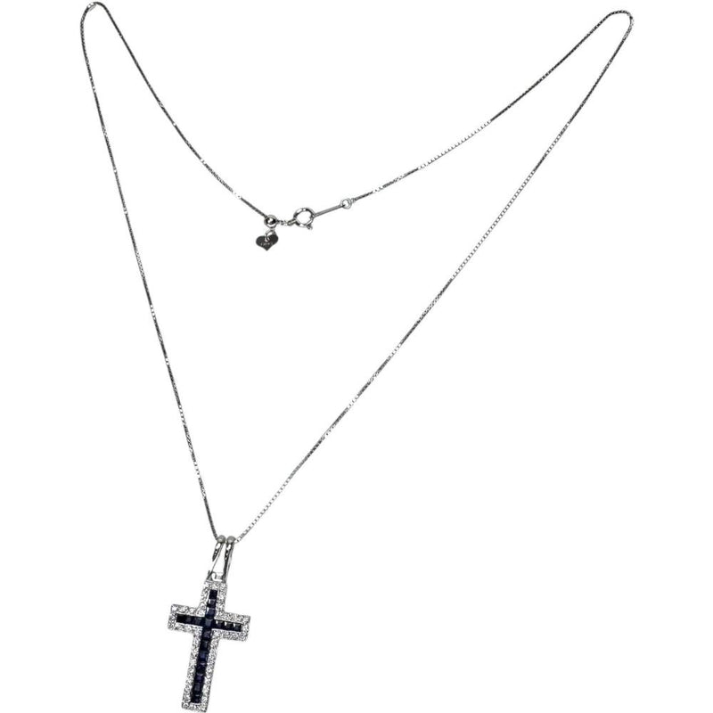 クロス サファイア 計1.17ct ダイヤモンド 計0.33ct ネックレス K18WGホワイトゴールド 18金/(分析済) 7.8g 45cm レディース
【中古】【真子質店】【NN】




【ITTI】