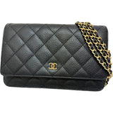 【CHANEL/シャネル】 マトラッセ チェーンウォレット Sシール有 ショルダーバッグ レザー/キャビアスキン ブラック/ゴールド金具 レディース【中古】【真子質店】【BL】 【MaMaKK】