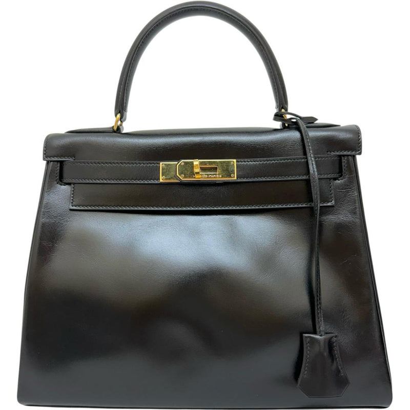 【HERMES/エルメス】 ケリー28 ハンドバッグ ボックスカーフ ブラックレザー/ゴールド金具 レディース【中古】【真子質店】【BL】 【KMoTD】
