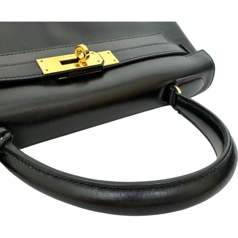 【HERMES/エルメス】 ケリー28 ハンドバッグ ボックスカーフ ブラックレザー/ゴールド金具 レディース【中古】【真子質店】【BL】 【KMoTD】