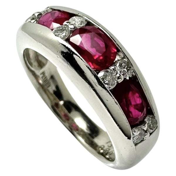 12号 ルビー 計1.30ct ダイヤモンド 計0.26ct リング・指輪 Pt900プラチナ 13720 8.4g レディース 【中古】【真子質店】【NN】 【KKx】