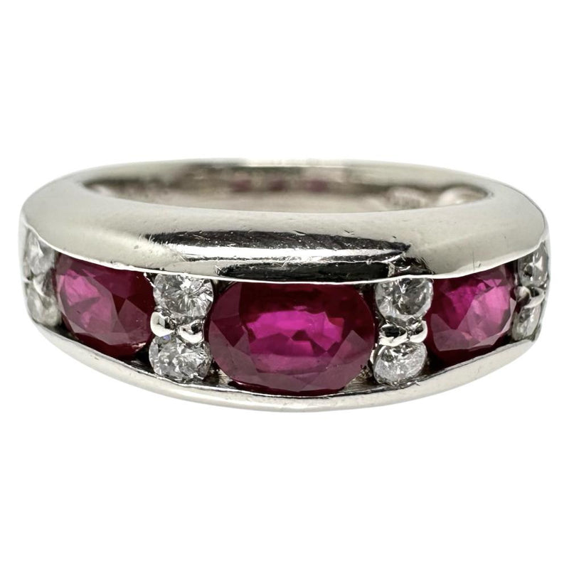12号 ルビー 計1.30ct ダイヤモンド 計0.26ct リング・指輪 Pt900プラチナ 13720 8.4g レディース 【中古】【真子質店】【NN】 【KKx】