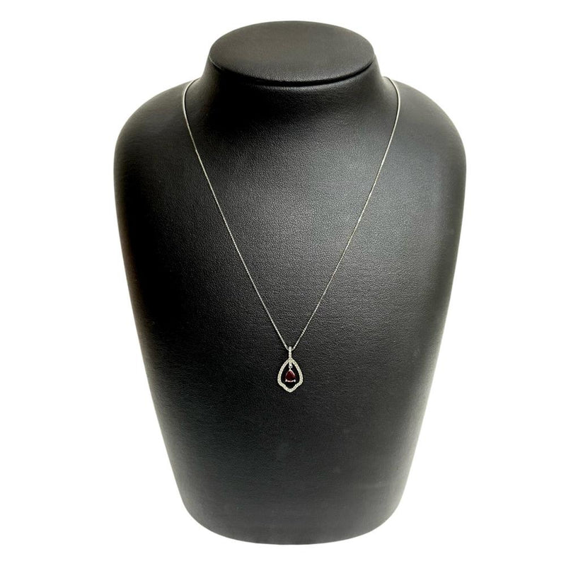 ルビー 0.28ct ダイヤモンド 計0.12ct ネックレス K18WGホワイトゴールド 18金 2.6g 46cm レディース 【中古】【真子質店】【NN】 【DIMi】