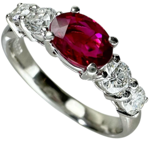 10.5号 ルビー 0.79ct ダイヤモンド 0.43ct リング・指輪 Pt900プラチナ 4.7g レディース 【中古】【真子質店】【NN】 【MiTMo】