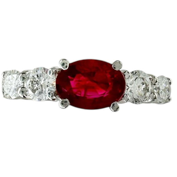 10.5号 ルビー 0.79ct ダイヤモンド 0.43ct リング・指輪 Pt900プラチナ 4.7g レディース 【中古】【真子質店】【NN】 【MiTMo】