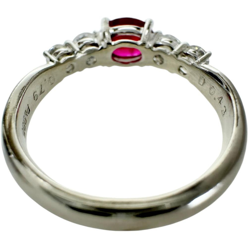 10.5号 ルビー 0.79ct ダイヤモンド 0.43ct リング・指輪 Pt900プラチナ 4.7g レディース 【中古】【真子質店】【NN】 【MiTMo】
