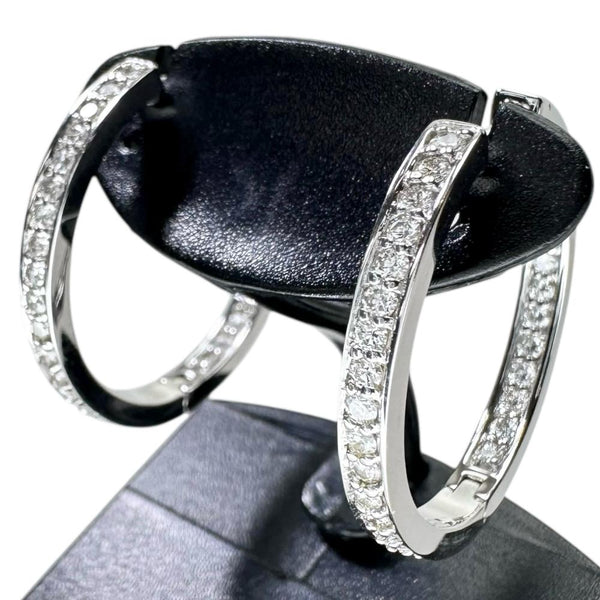 フープ ダイヤモンド 0.36/0.36ct ピアス K18WGホワイトゴールド 18金 5.7g レディース 【中古】【真子質店】【NN】 【IxDMo】