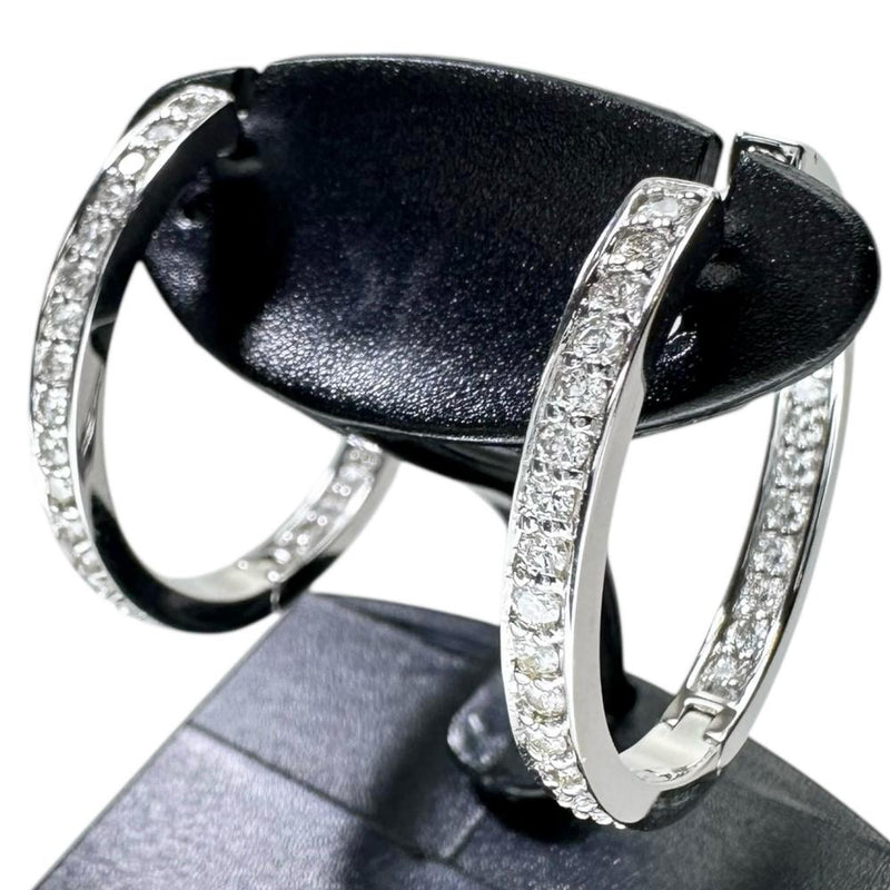 フープ ダイヤモンド 0.36/0.36ct ピアス K18WGホワイトゴールド 18金 5.7g レディース 【中古】【真子質店】【NN】 【IxDMo】