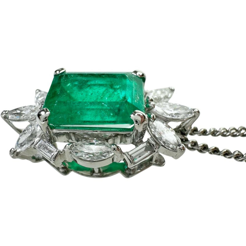 エメラルド 3.01ct ダイヤモンド 0.84ct ネックレス Pt900プラチナ/Pt850プラチナ 9.6g 41cm レディース 【中古】【真子質店】【NN】 【TYDx】