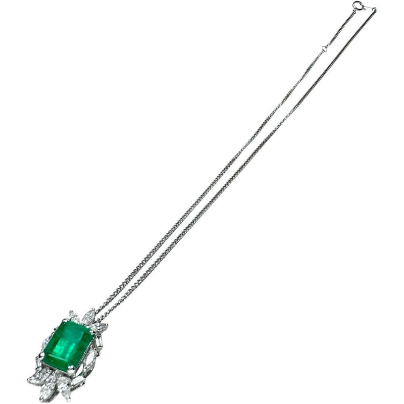 エメラルド 3.01ct ダイヤモンド 0.84ct ネックレス Pt900プラチナ/Pt850プラチナ 9.6g 41cm レディース 【中古】【真子質店】【NN】 【TYDx】