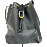 【Christian Dior/クリスチャンディオール】 巾着 ショルダーバッグ レザー ブラックレザー/ゴールド金具 レディース【中古】【真子質店】【BL】 【MaKx】