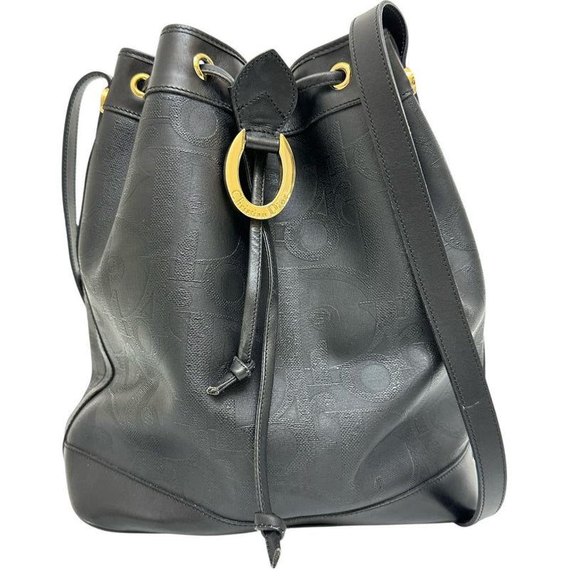 【Christian Dior/クリスチャンディオール】 巾着 ショルダーバッグ レザー ブラックレザー/ゴールド金具 レディース【中古】【真子質店】【BL】 【MaKx】