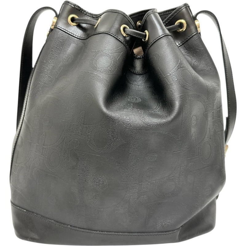 【Christian Dior/クリスチャンディオール】 巾着 ショルダーバッグ レザー ブラックレザー/ゴールド金具 レディース【中古】【真子質店】【BL】 【MaKx】