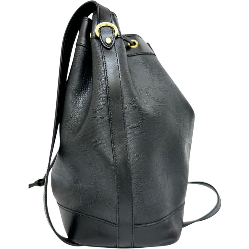 【Christian Dior/クリスチャンディオール】 巾着 ショルダーバッグ レザー ブラックレザー/ゴールド金具 レディース【中古】【真子質店】【BL】 【MaKx】