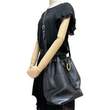 【Christian Dior/クリスチャンディオール】 巾着 ショルダーバッグ レザー ブラックレザー/ゴールド金具 レディース【中古】【真子質店】【BL】 【MaKx】