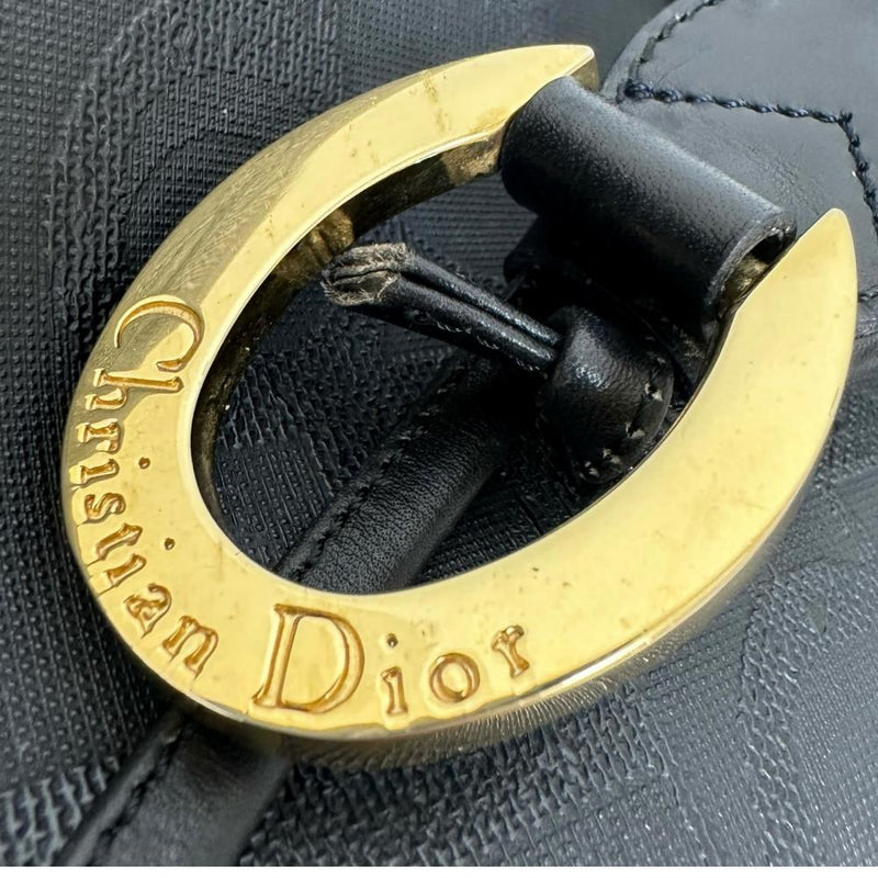 【Christian Dior/クリスチャンディオール】 巾着 ショルダーバッグ レザー ブラックレザー/ゴールド金具 レディース【中古】【真子質店】【BL】 【MaKx】