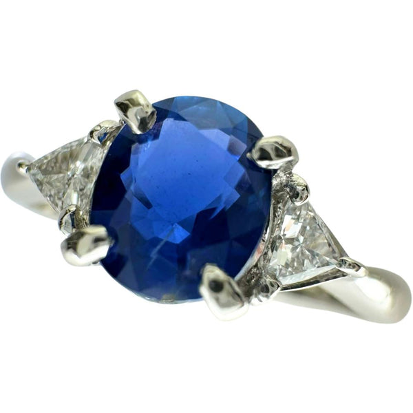 15.5号 ビルマ産非加熱サファイア 0.906ct ダイヤモンド 0.15ct リング・指輪 Pt900プラチナ 4.3g レディース 【中古】【真子質店】【NN】 【DSMo】