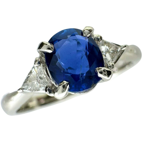 15.5号 ビルマ産非加熱サファイア 0.906ct ダイヤモンド 0.15ct リング・指輪 Pt900プラチナ 4.3g レディース 【中古】【真子質店】【NN】 【DSMo】