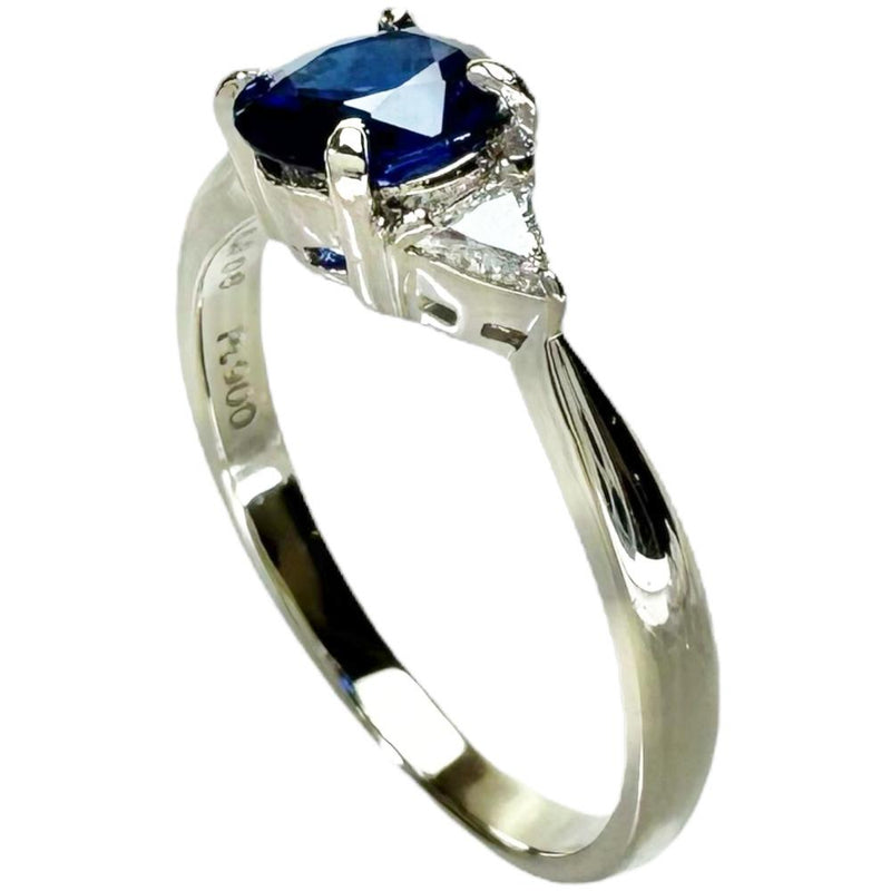 15.5号 ビルマ産非加熱サファイア 0.906ct ダイヤモンド 0.15ct リング・指輪 Pt900プラチナ 4.3g レディース 【中古】【真子質店】【NN】 【DSMo】