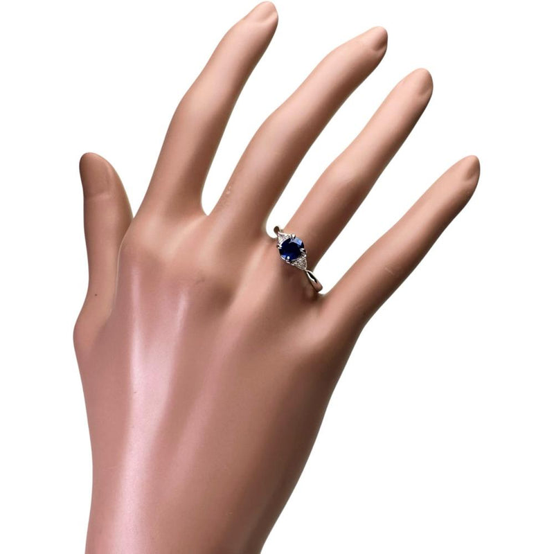 15.5号 ビルマ産非加熱サファイア 0.906ct ダイヤモンド 0.15ct リング・指輪 Pt900プラチナ 4.3g レディース 【中古】【真子質店】【NN】 【DSMo】