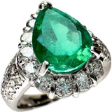 11.5号 雫/しずくデザイン エメラルド 2.12ct ダイヤモンド 0.95ct リング・指輪 Pt900プラチナ 8.9g レディース 【中古】【真子質店】【NN】 【TTxx】